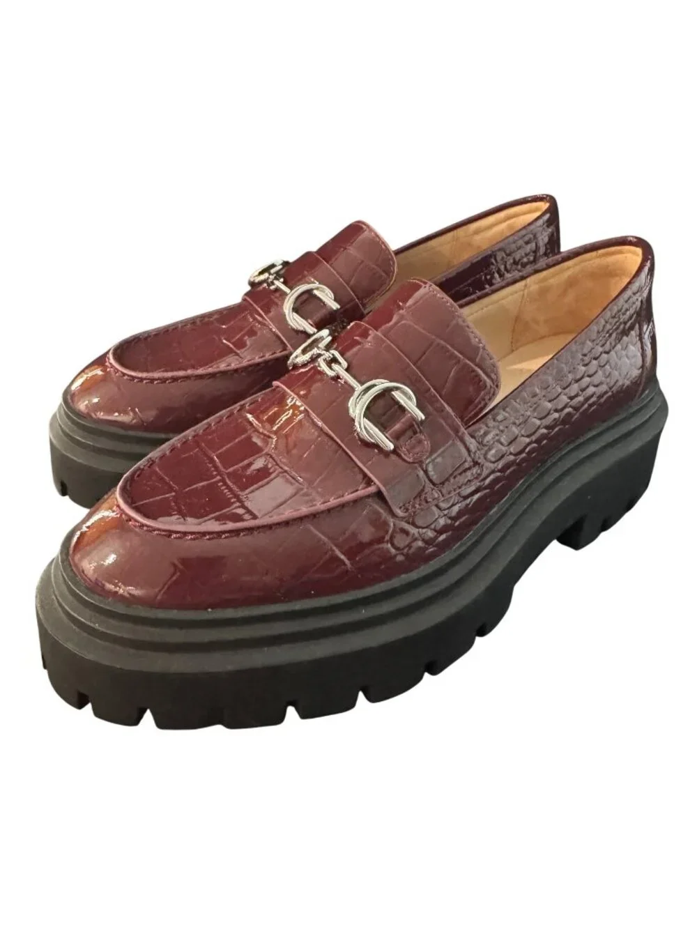 Stuart Weitzman Owen Buckle Ultra Lug Loafer Women's Burgundy Shoe 5.5B NWOB